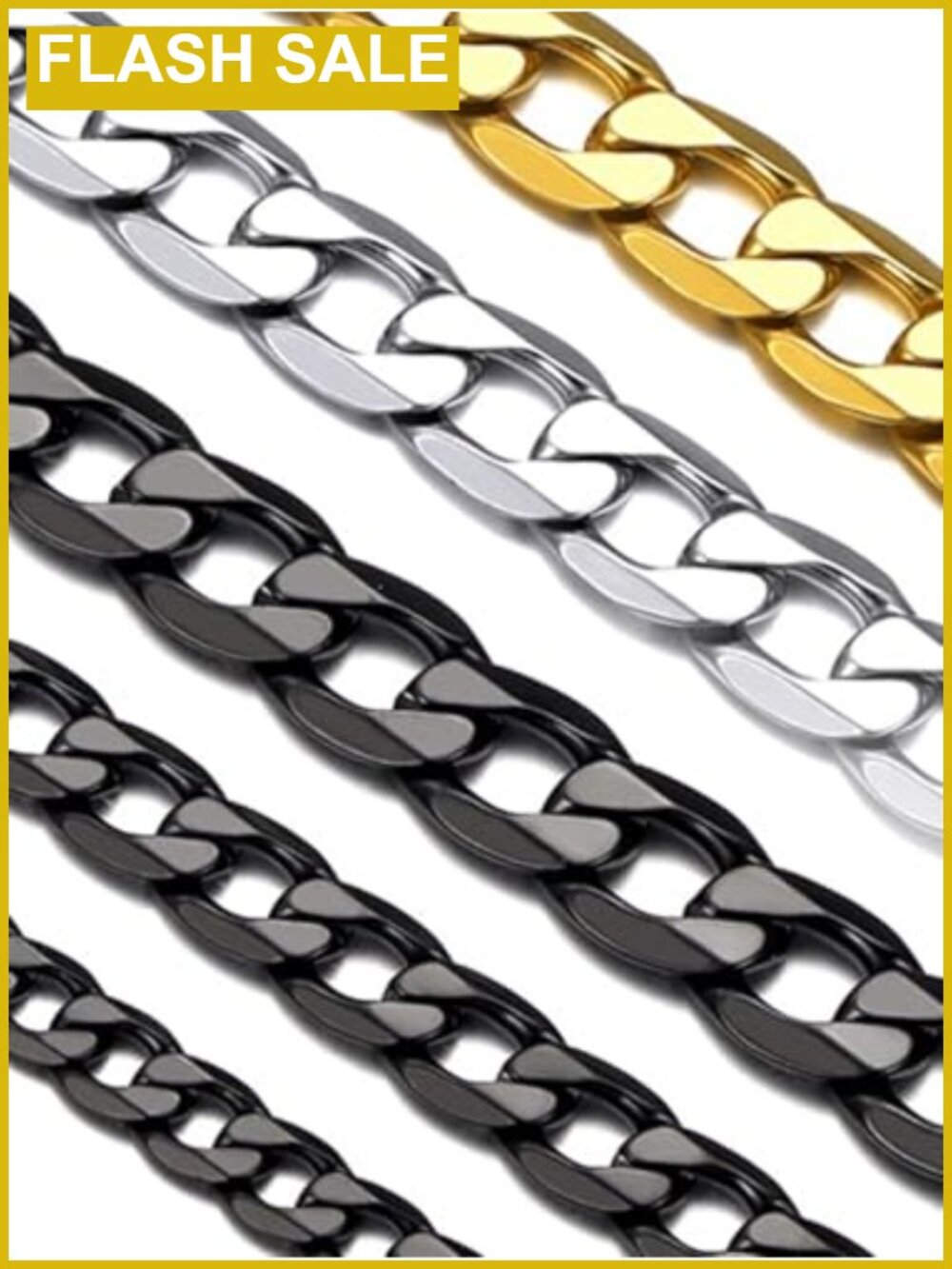 Cuban Link Chain Necklace Stainless Steel 18K Gold Plated 4mm